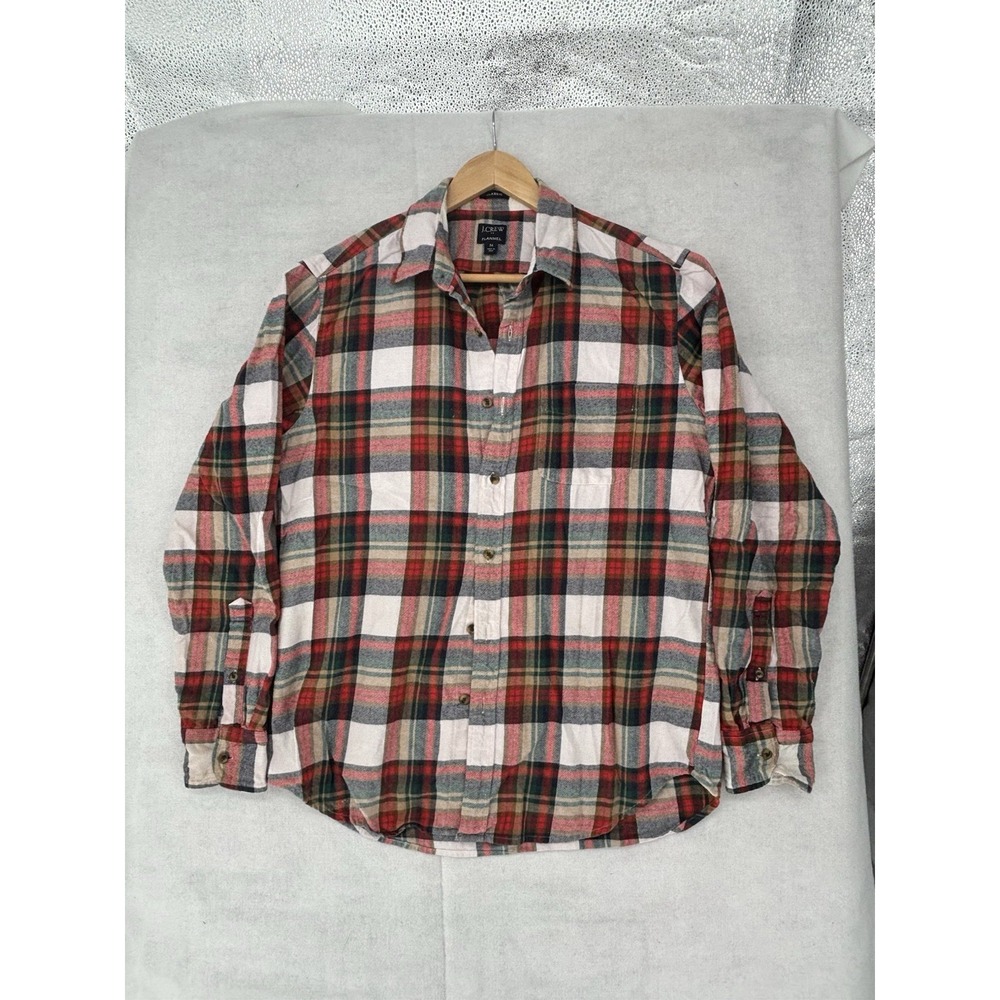 J Crew Flannel Shirt Men's M Plaid Cotton Midweight Warm Classic Outdoors